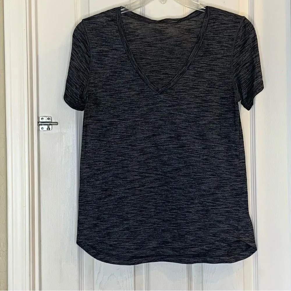 Lululemon What The Sport Tee Heathered Black Size 8